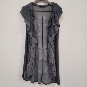 Nic + Zoe Womens Ruffle Open Front Knit Cardigan Size M Artsy Boho Edwardian